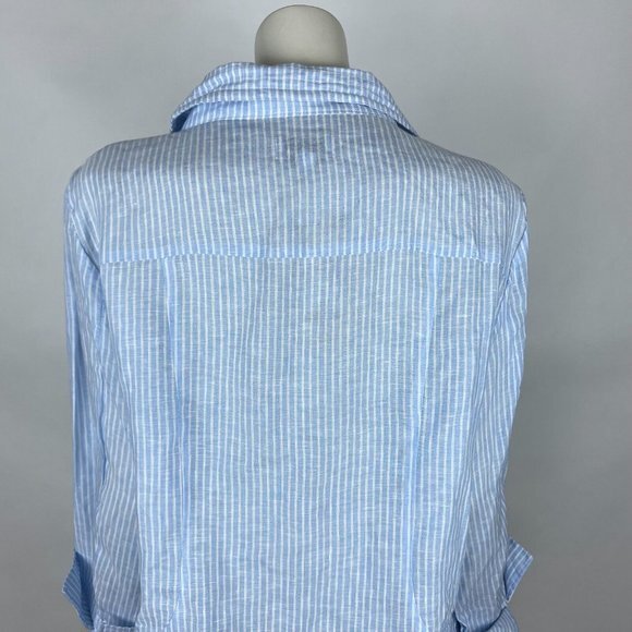 Two Wishes Linen Striped Jacket Women L Long Sleeve Lightweight Blazer NWT $115 - Picture 10 of 13